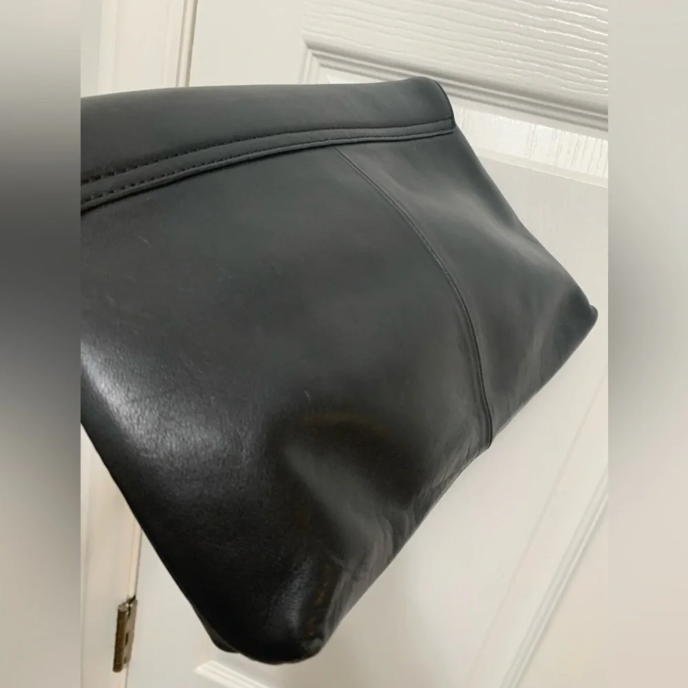 J Crew Vintage Leather Turnlock Flap Clutch Bag Black